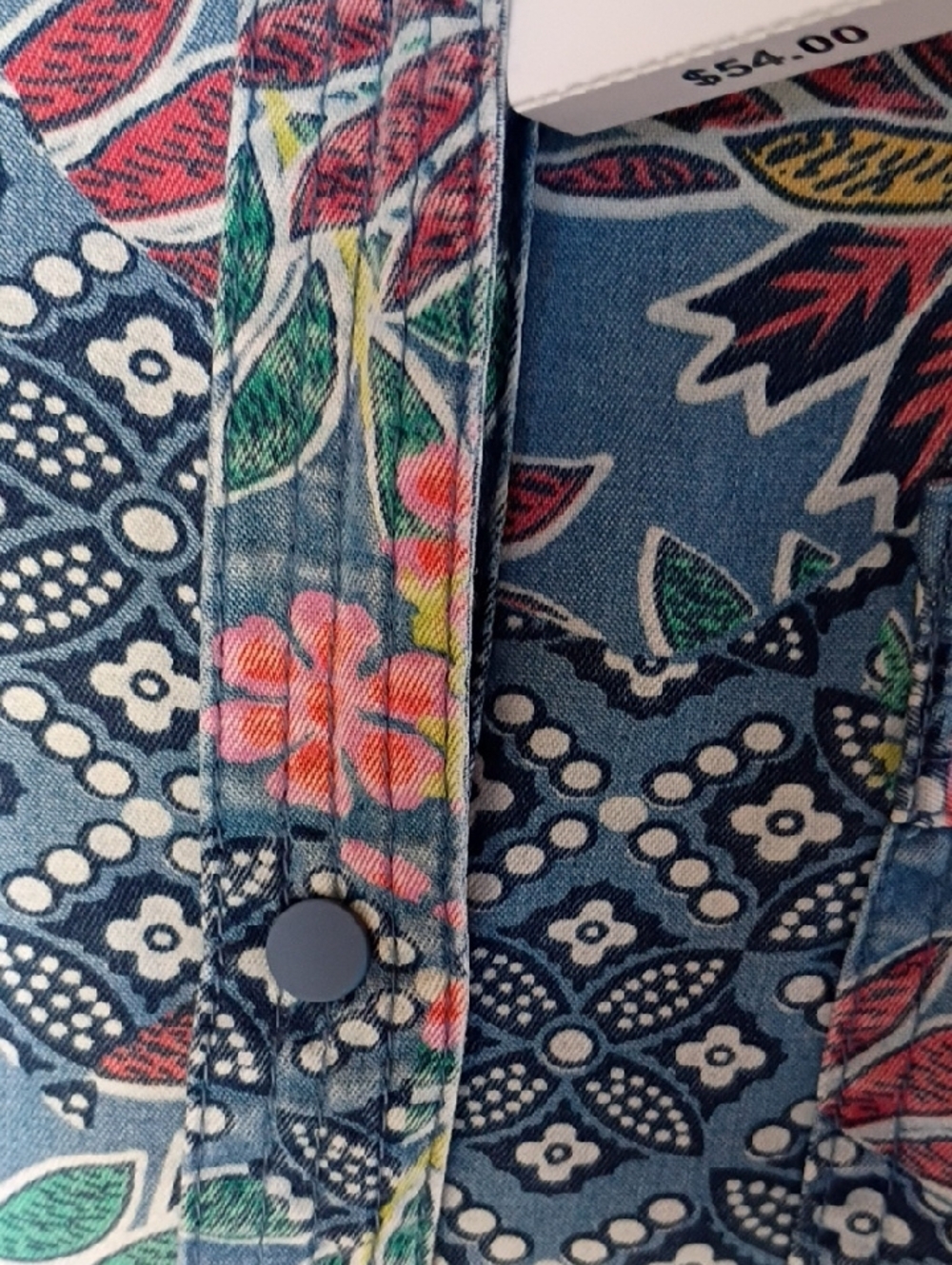 intro. Love The Fit Women's Shirt Button-Front with Pink Blooms Size XL - Picture 9 of 10